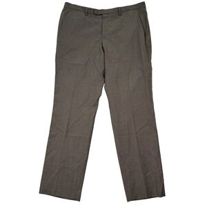 Hugo Boss Mens 35x31 Brown Plaid Dress Pants Wool Blend Trousers Recent Preppy‎